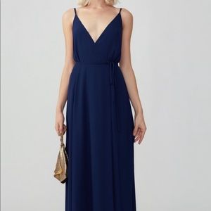 Fame and Partners Navy Sz 2 Wrap Gown NWT